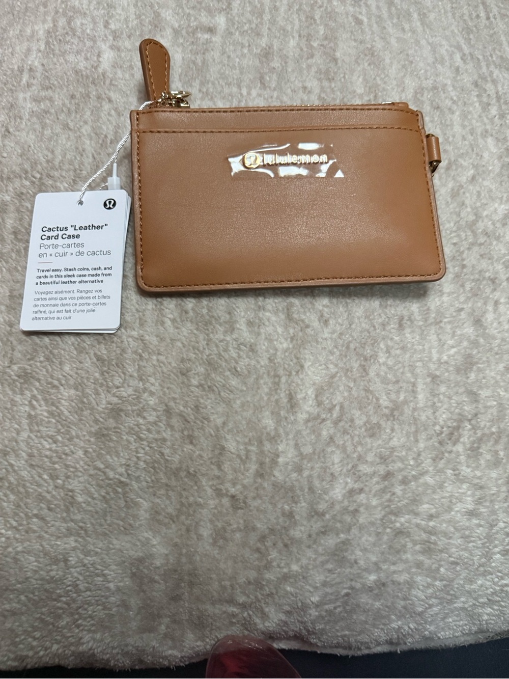 NWT Lululemon Cactus Leather Card Case Chestnut Brown Gold